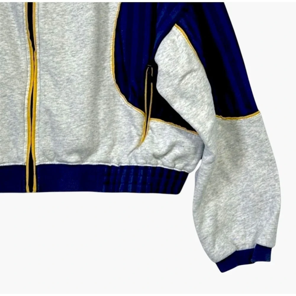 Urban Outfitters Womens Cropped Bomber Colorblock Jacket M Gray‎ Navy Gold Y2K